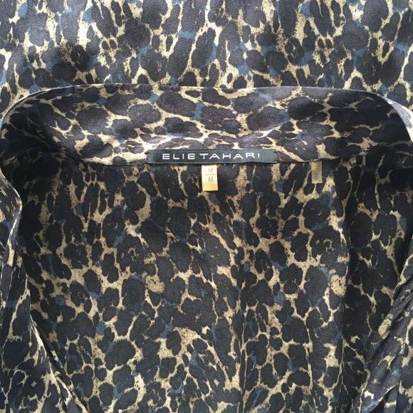 Elie Tahari Brenna Sleeveless Leopard Print Silk Blouse - Picture 9 of 13